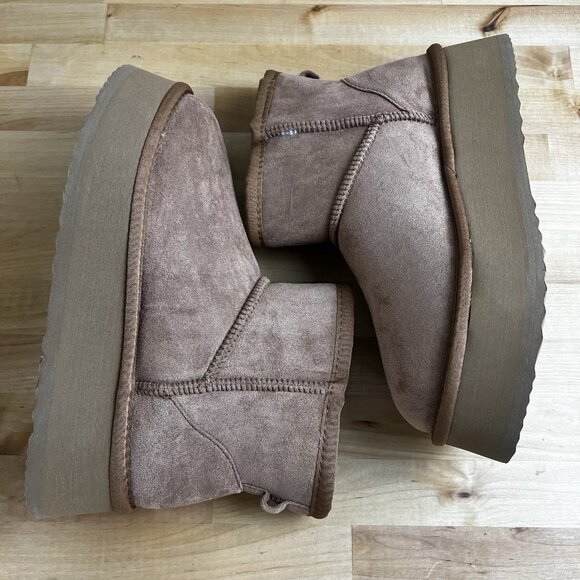 STEVE MADDEN Enchanting Ankle Booties Size 8 Chestnut Brown Platform Winter Boot - Picture 6 of 10